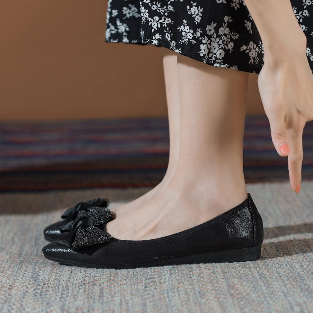 image:imageMACHSWON Ballerines plates scintillantes et confortables bout pointu avec nud papillon pour femmeNoir 02