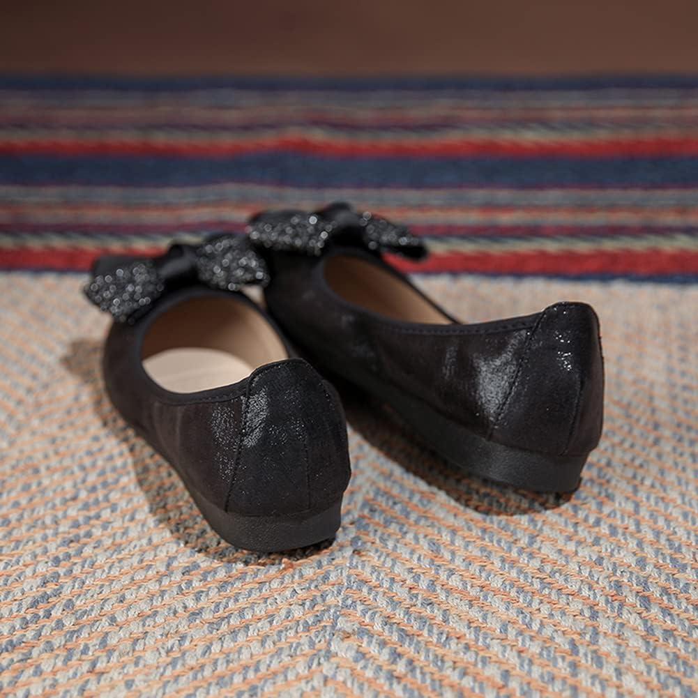 image:imageMACHSWON Ballerines plates scintillantes et confortables bout pointu avec nud papillon pour femmeNoir 02