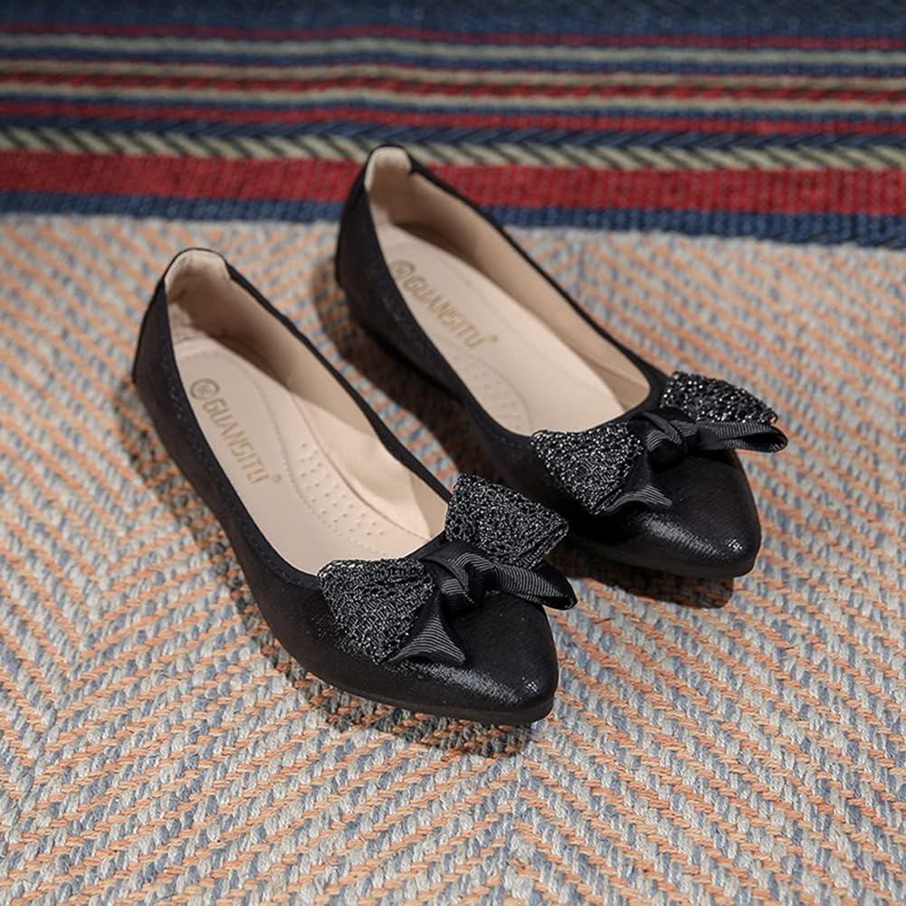image:imageMACHSWON Ballerines plates scintillantes et confortables bout pointu avec nud papillon pour femmeNoir 02