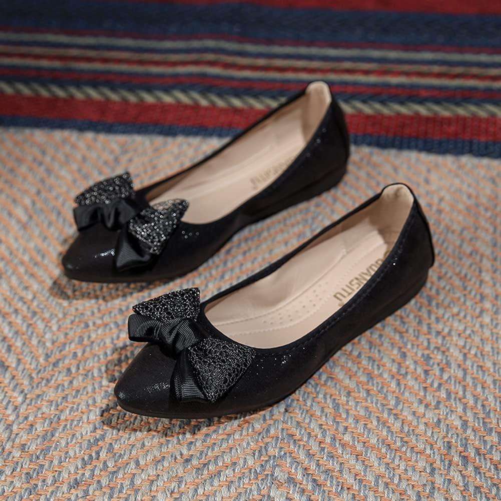 image:imageMACHSWON Ballerines plates scintillantes et confortables bout pointu avec nud papillon pour femmeNoir 02