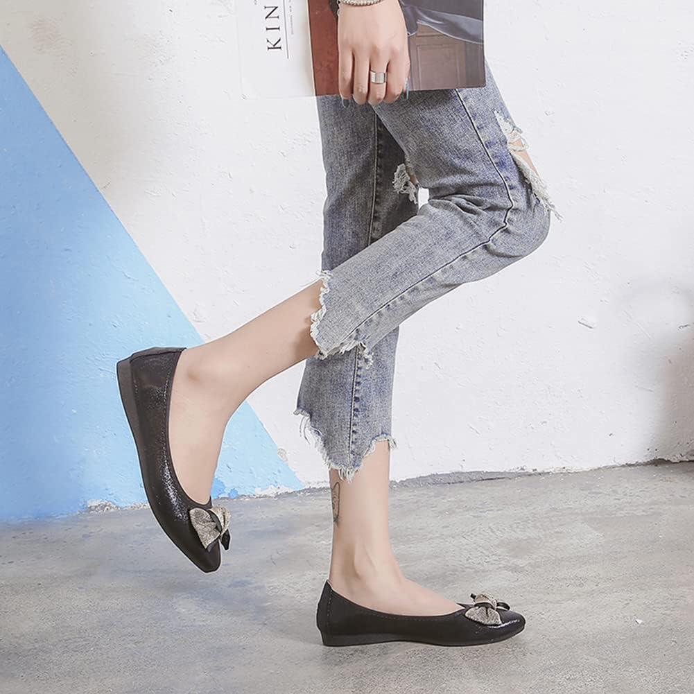 image:imageMACHSWON Ballerines plates scintillantes et confortables bout pointu avec nud papillon pour femmeNoir 04
