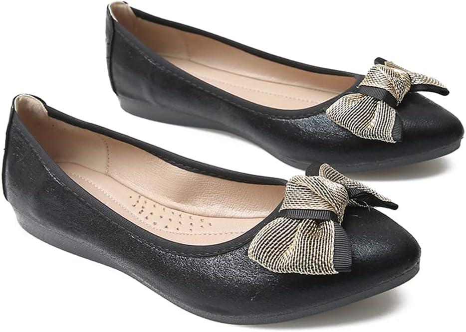 image:imageMACHSWON Ballerines plates scintillantes et confortables bout pointu avec nud papillon pour femmeNoir 04