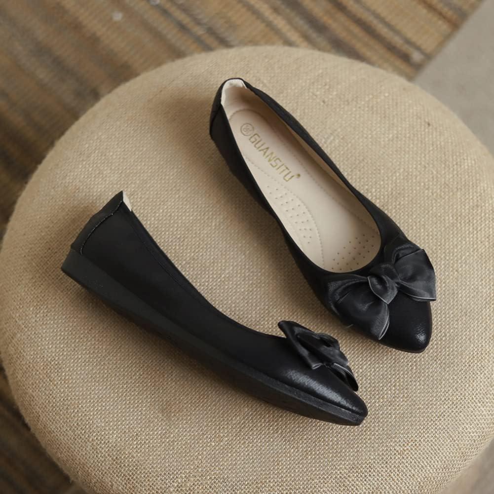 image:imageMACHSWON Ballerines plates scintillantes et confortables bout pointu avec nud papillon pour femmeNoir