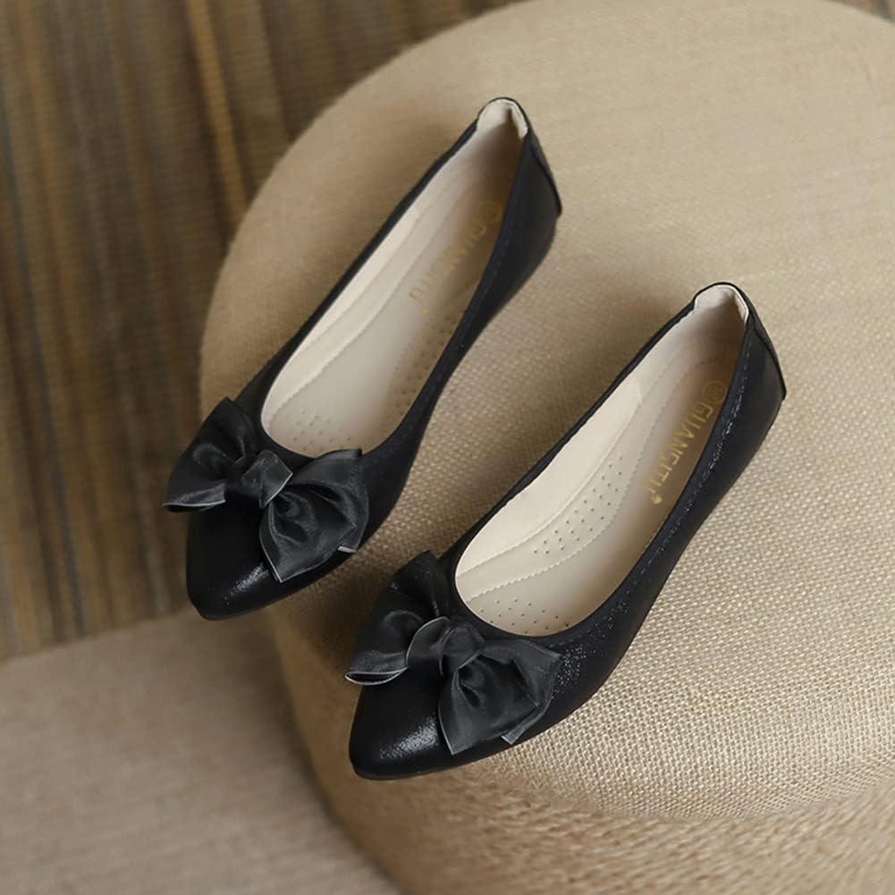 image:imageMACHSWON Ballerines plates scintillantes et confortables bout pointu avec nud papillon pour femmeNoir