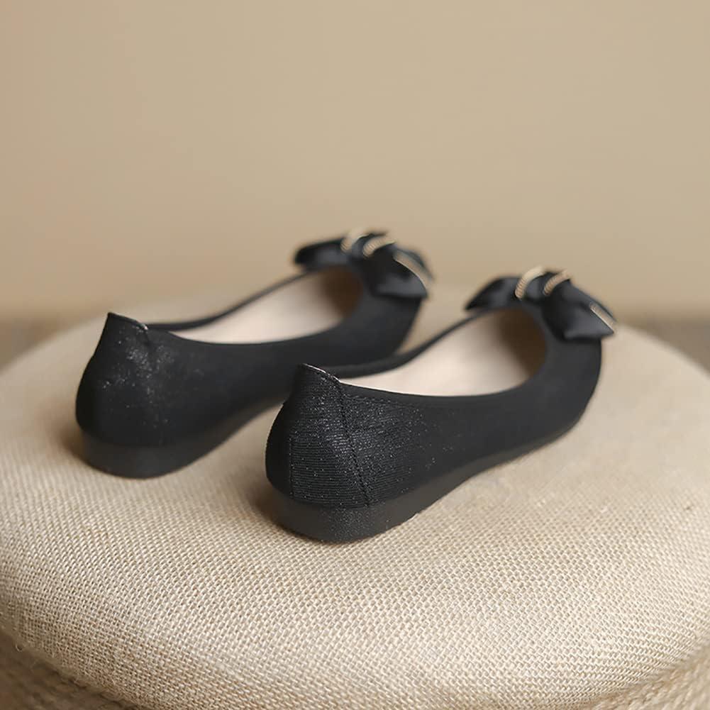 image:imageMACHSWON Ballerines plates scintillantes et confortables bout pointu avec nud papillon pour femmeNoir 6