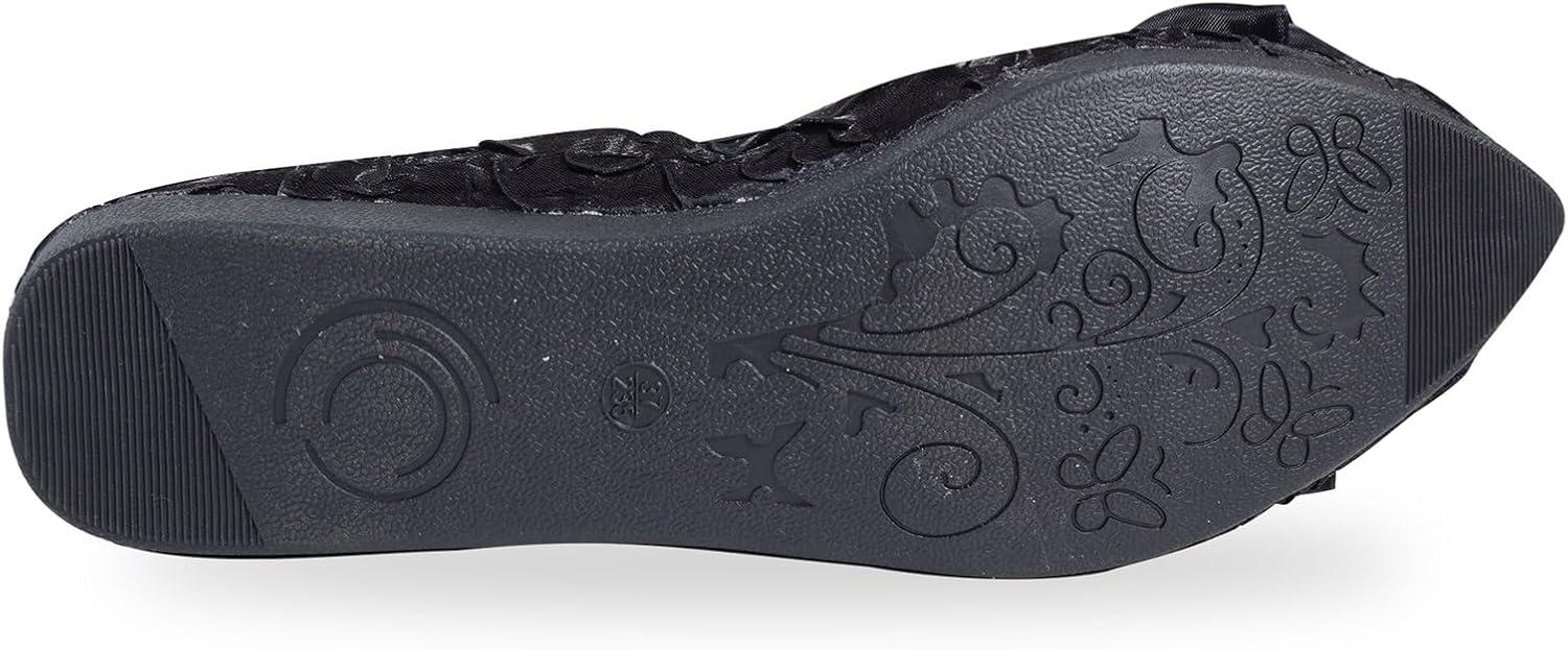 image:imageMACHSWON Ballerines plates scintillantes et confortables bout pointu avec nud papillon pour femmeNoir 9