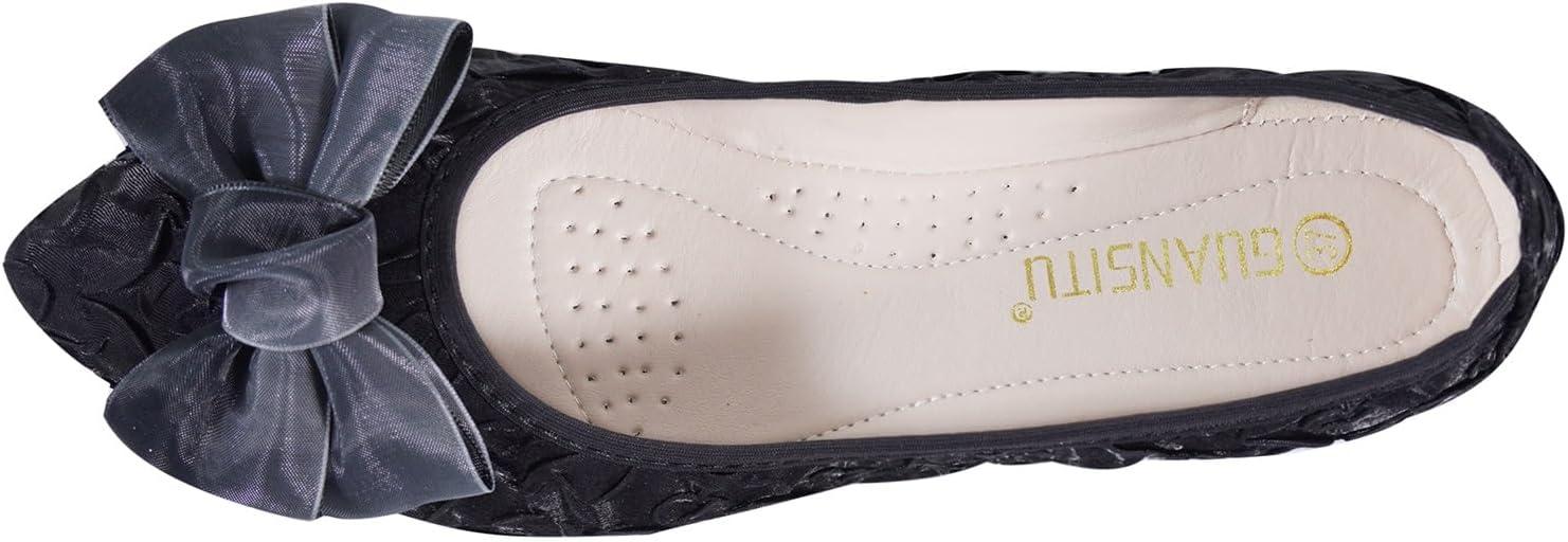 image:imageMACHSWON Ballerines plates scintillantes et confortables bout pointu avec nud papillon pour femmeNoir 9