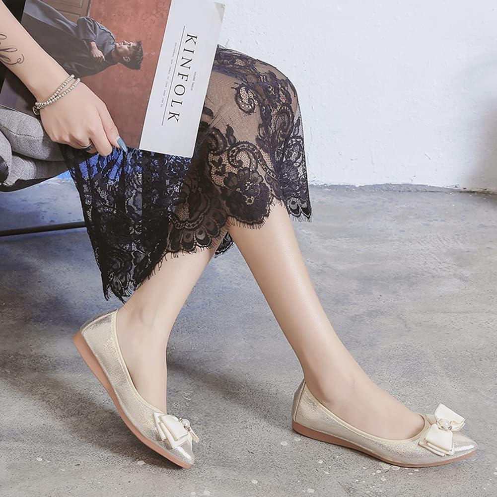 image:imageMACHSWON Ballerines plates scintillantes et confortables bout pointu avec nud papillon pour femmeOr 88