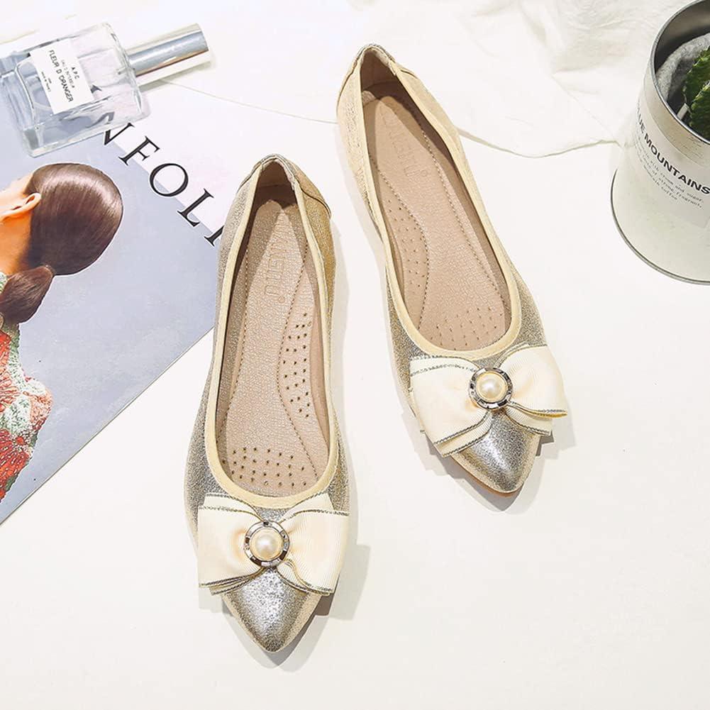 image:imageMACHSWON Ballerines plates scintillantes et confortables bout pointu avec nud papillon pour femmeOr 88