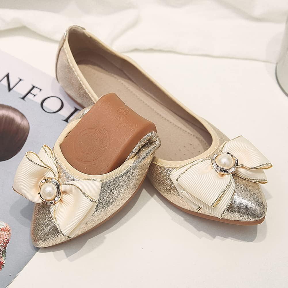 image:imageMACHSWON Ballerines plates scintillantes et confortables bout pointu avec nud papillon pour femmeOr 88