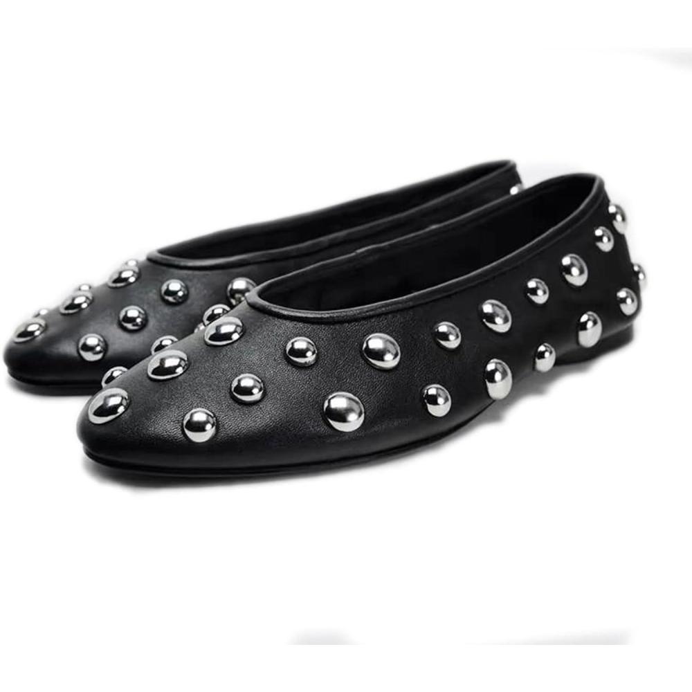 image:imageBallerines Mary Jane avec strass clouts en cristal pour femme avec sangle boucle scintillanteNoir
