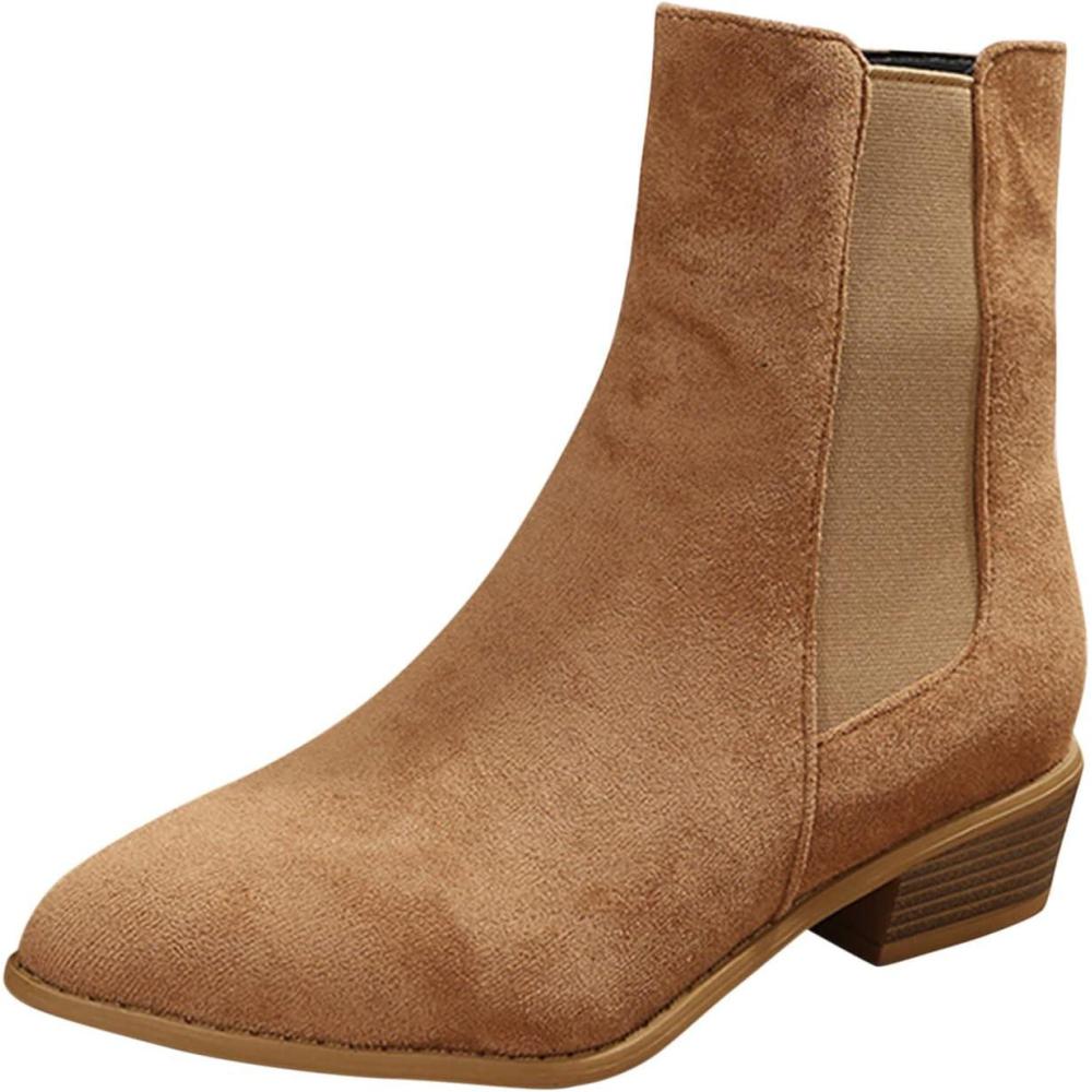 image:imageBottes Western Femme MiMollet Chaussures Mdivale Fermeture clair Chic Talon pais Vintage Casual Polyvalent Renaissance Streetwear Doux Confortable Couleur Unie Temprament Bottines 2025Kaki