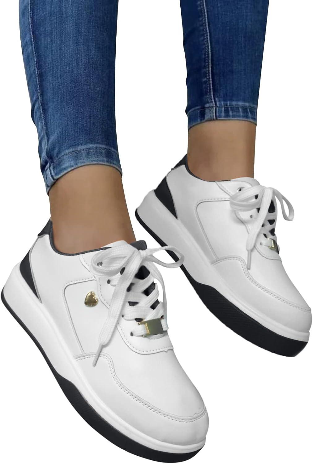 image:imageBaskets lacets pour femme En cuir souple Lgres Chaussures plates Chaussures dentranement Chaussures de sport Chaussures de course confortables Dcontractes et respirantes Noir