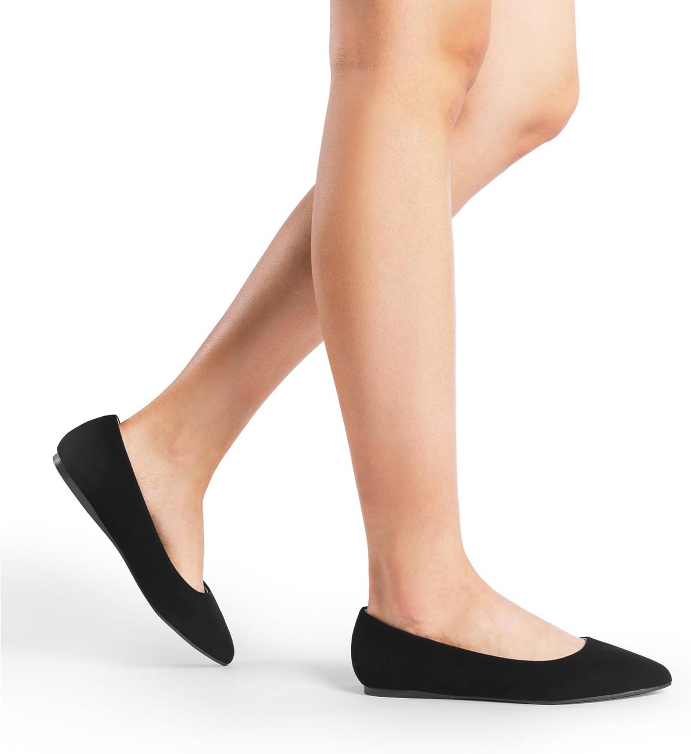 image:imageDREAM PAIRS Ballerines plates bout pointu pour femme Confortables et douces enfiler Chaussures plates dcontractes pour le travail le bureau et les affaires Nubuck noir 41 EU Large