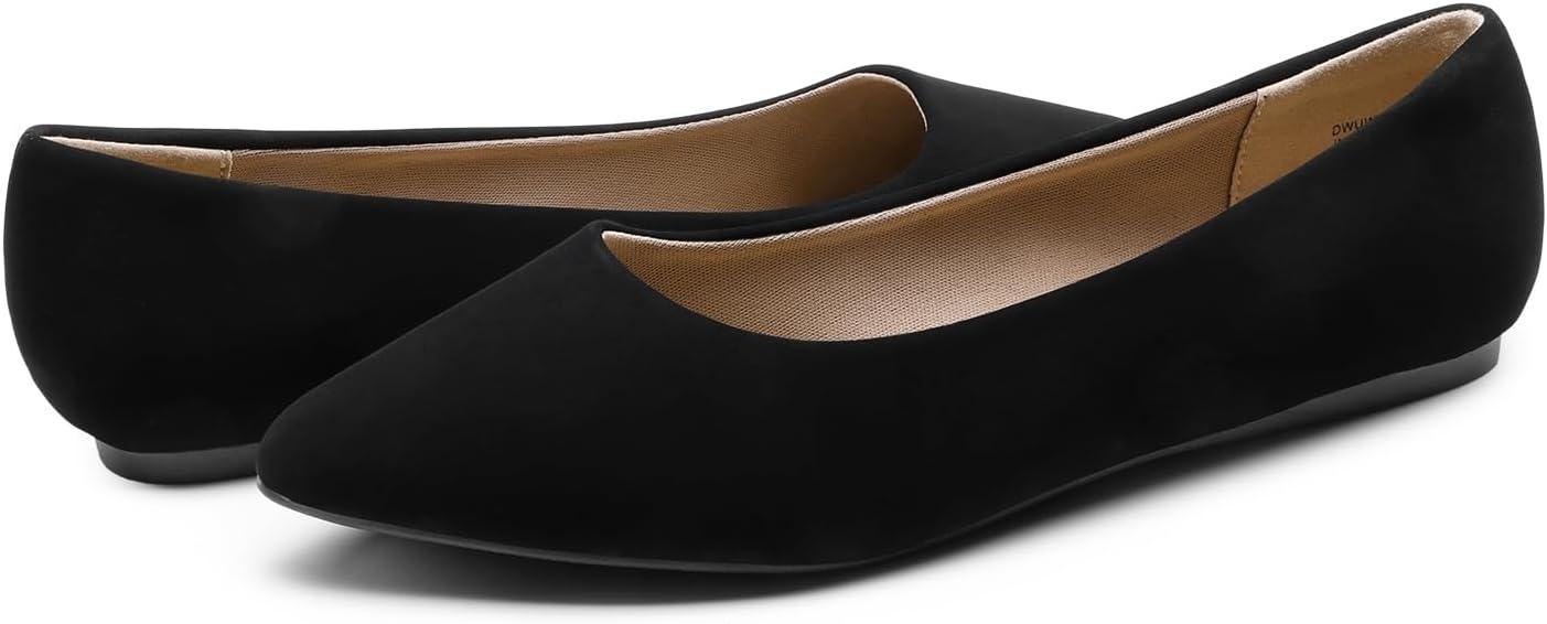 image:imageDREAM PAIRS Ballerines plates bout pointu pour femme Confortables et douces enfiler Chaussures plates dcontractes pour le travail le bureau et les affaires Nubuck noir 41 EU Large
