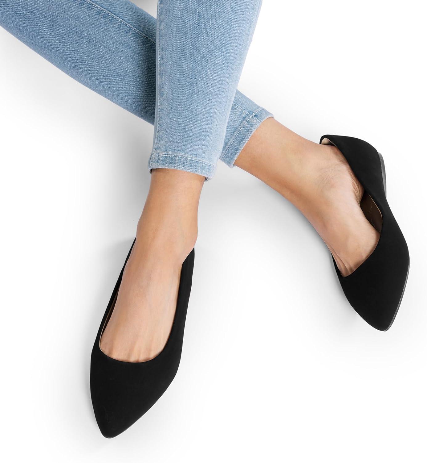 image:imageDREAM PAIRS Ballerines plates bout pointu pour femme Confortables et douces enfiler Chaussures plates dcontractes pour le travail le bureau et les affaires Nubuck noir 41 EU Large