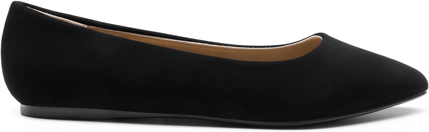 image:imageDREAM PAIRS Ballerines plates bout pointu pour femme Confortables et douces enfiler Chaussures plates dcontractes pour le travail le bureau et les affaires Nubuck noir 41 EU Large
