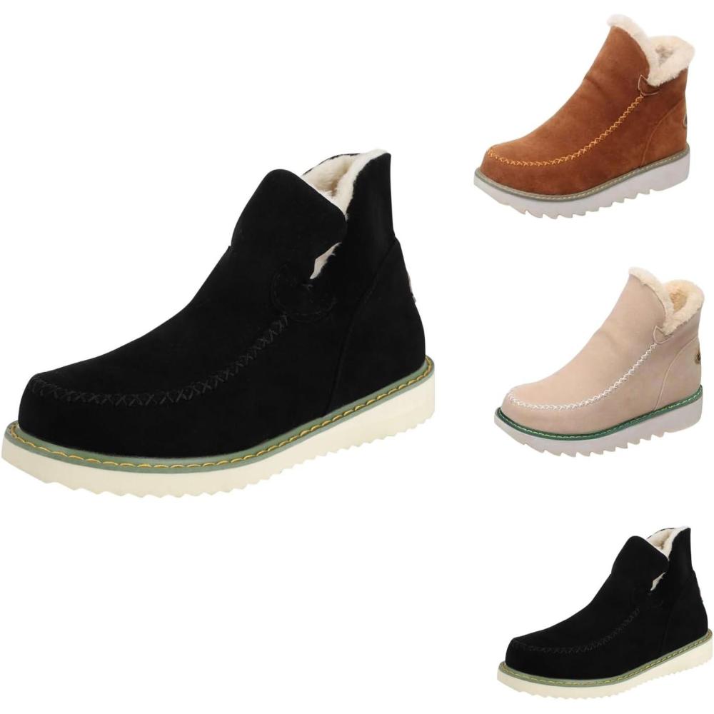 image:imageBottes de neige doubles pour femme Bottines dhiver plateforme Bottes chaudes Bottes dhiver plates Bottes dextrieur plates Bottes courtes Grande taille Bottes de transitionNoir