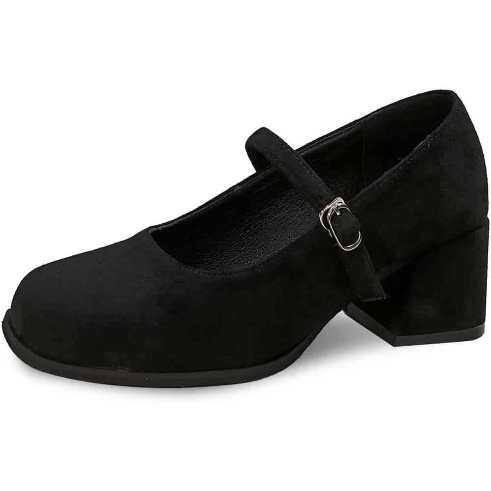 image:imageChaussures dcontractes en daim avec boucle pour femme pour un usage quotidien enfiler et talon carr pour femmeNoir