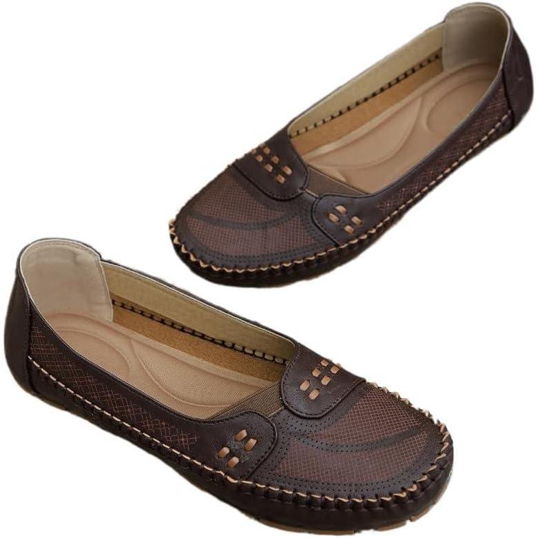image:imageChaussures plates confortables et respirantes pour femme ballerines et escarpins chaussures larges  enfilerKaki