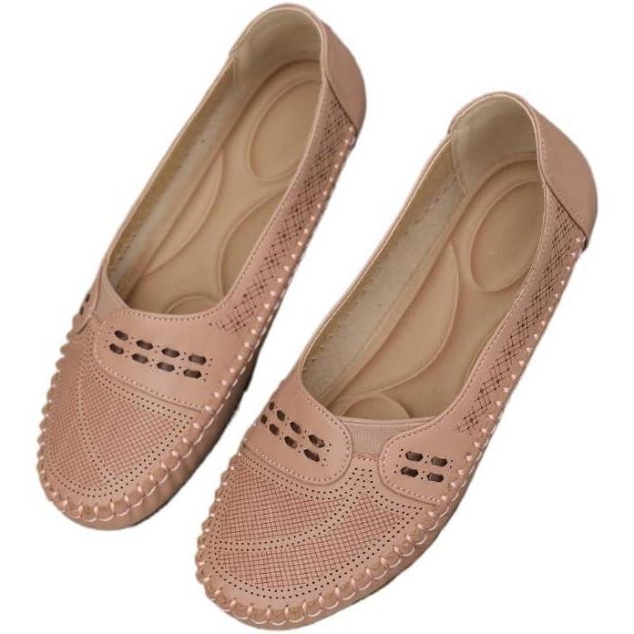 image:imageChaussures plates confortables et respirantes pour femme ballerines et escarpins chaussures larges enfilerRose