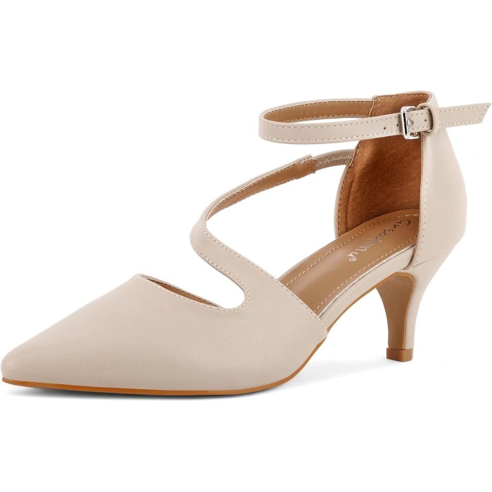 image:imageGreatonu Chaussures Talons Pointues avec Bandes croises pour FemmeBeige A