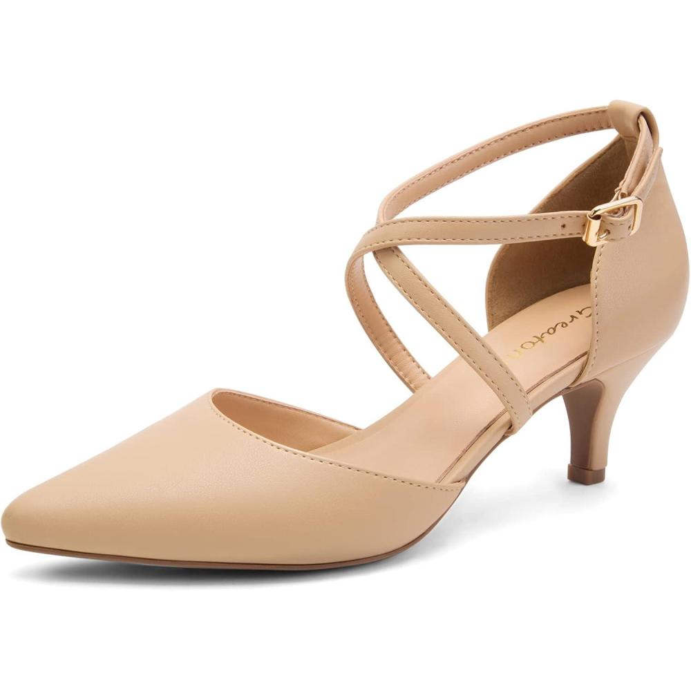 image:imageGreatonu Chaussures Talons Pointues avec Bandes croises pour FemmeNude Pu