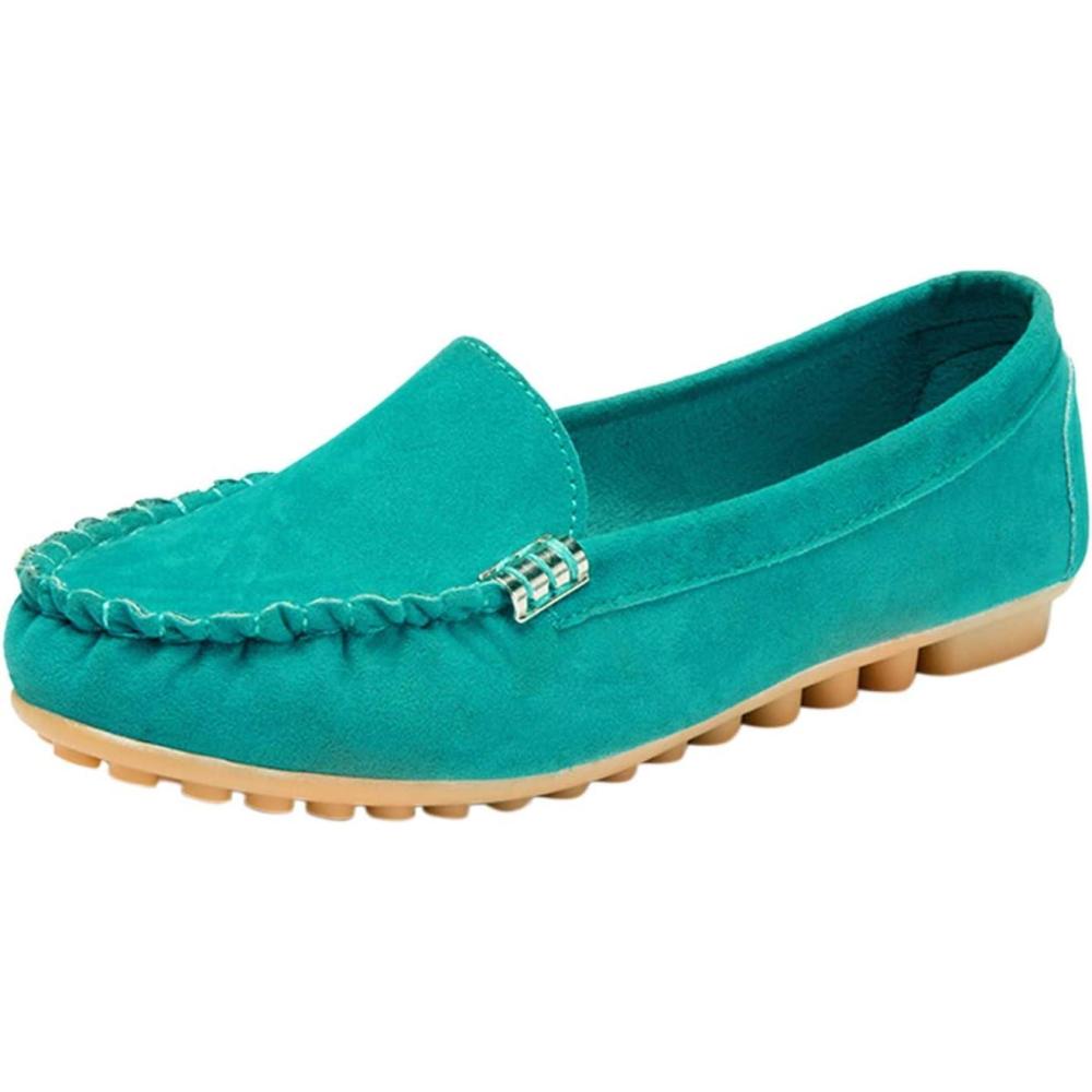 image:imageMocassins pour femme Chaussures plates confortables En cuir synthtique Chaussures basses fermes Mocassins souples Chaussures en cuir Ballerines plates Chaussures de loisirs Vert Menthe
