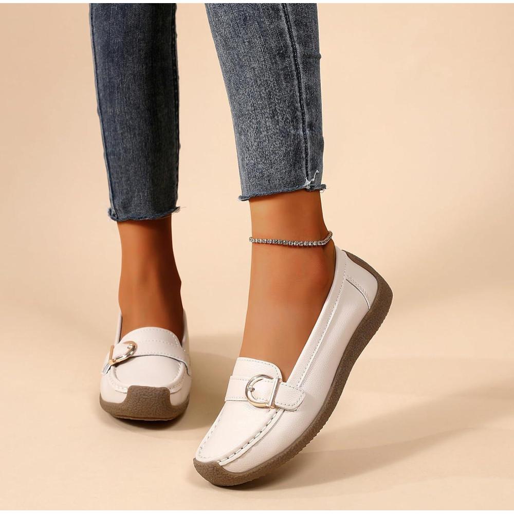 image:imageMocassins pour femme  Chaussures plates confortables et lgres  enfiler  Chaussures de marche confortablesBeige