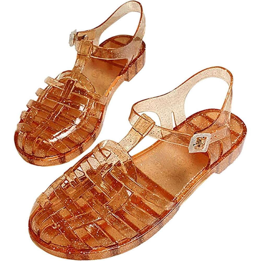 image:imageSandales dt pour femme En plastique transparent Couleur unie Pour la plage Pour lextrieur Pour les loisirsOrange