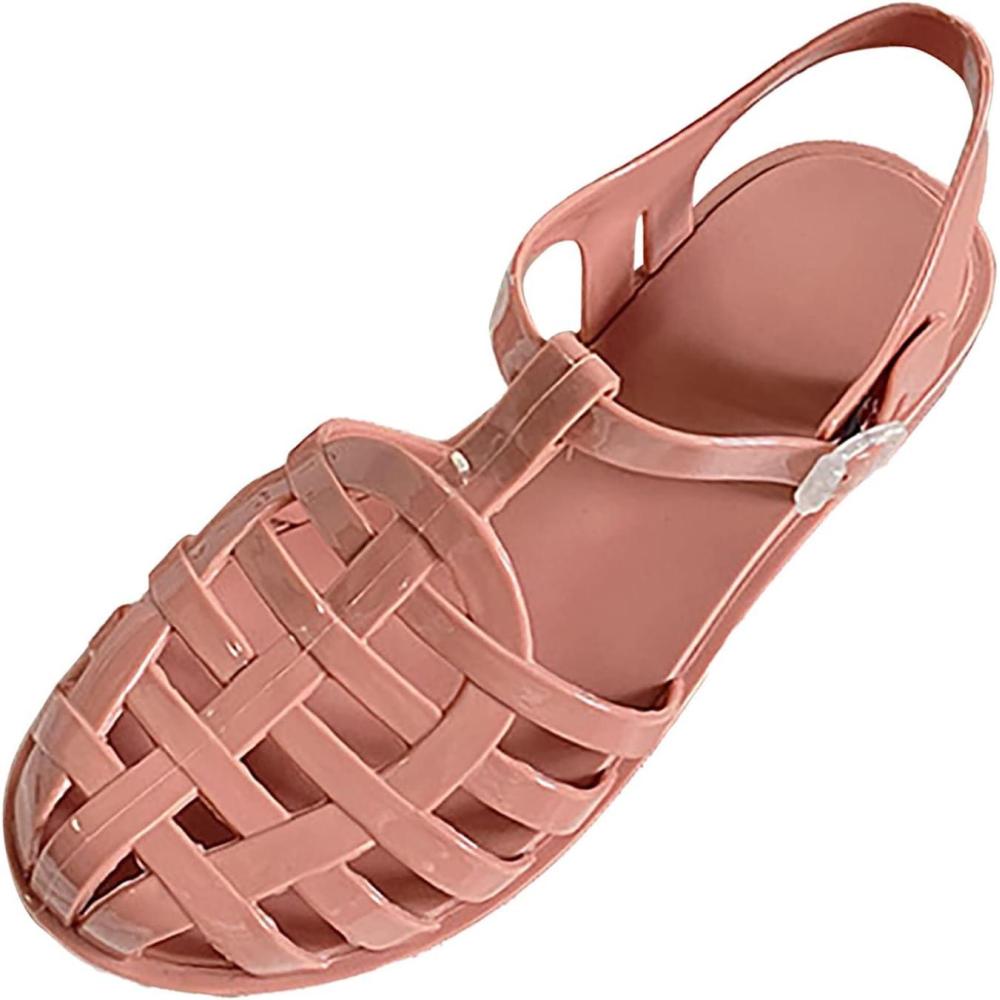 image:imageSandales dt pour femme En plastique transparent Couleur unie Pour la plage Pour lextrieur Pour les loisirsRose