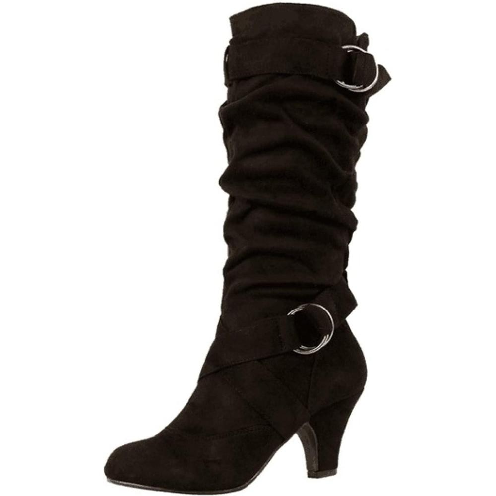 image:imageBottes femmes Sexy hiver mimollet bottes tirer sur automne temps hiver bottes Bottines lacets pour femme Longueur mollet Talon Louis Vintage Steampunk gothique