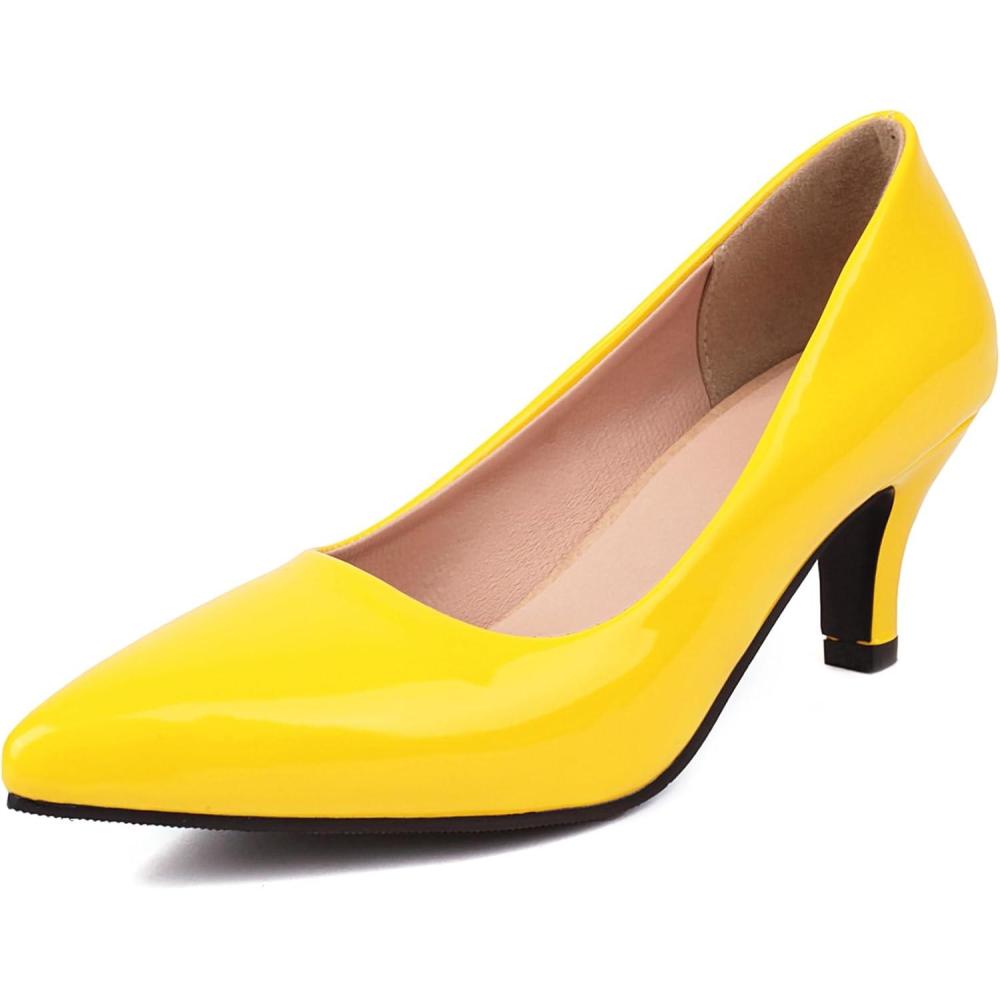 image:imageBviennic Escarpins Pour Femmes Petit Talon 681 Taille 3346Jaune