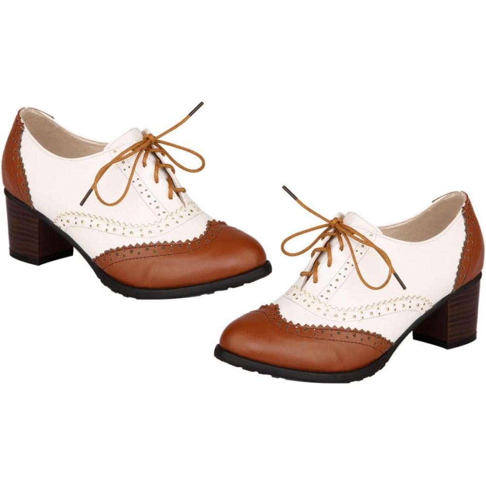 image:imageChaussures Lacets pour Femmes Toutes Saisons Escarpins Talons pais Marron Taille 41 Chaussures en Matriaux Solide Antidrapants pour Bureau et Sorties lgantes