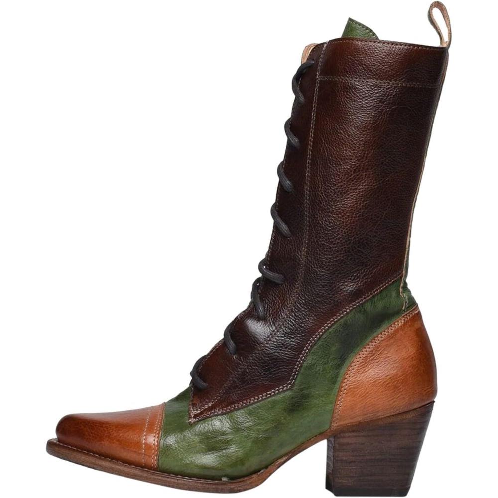 image:imageGenerisch Bottines pour femme mimollet Bottes dhiver Commerce extrieur Grande mode rtro Lacets confortables Talon carr paisA