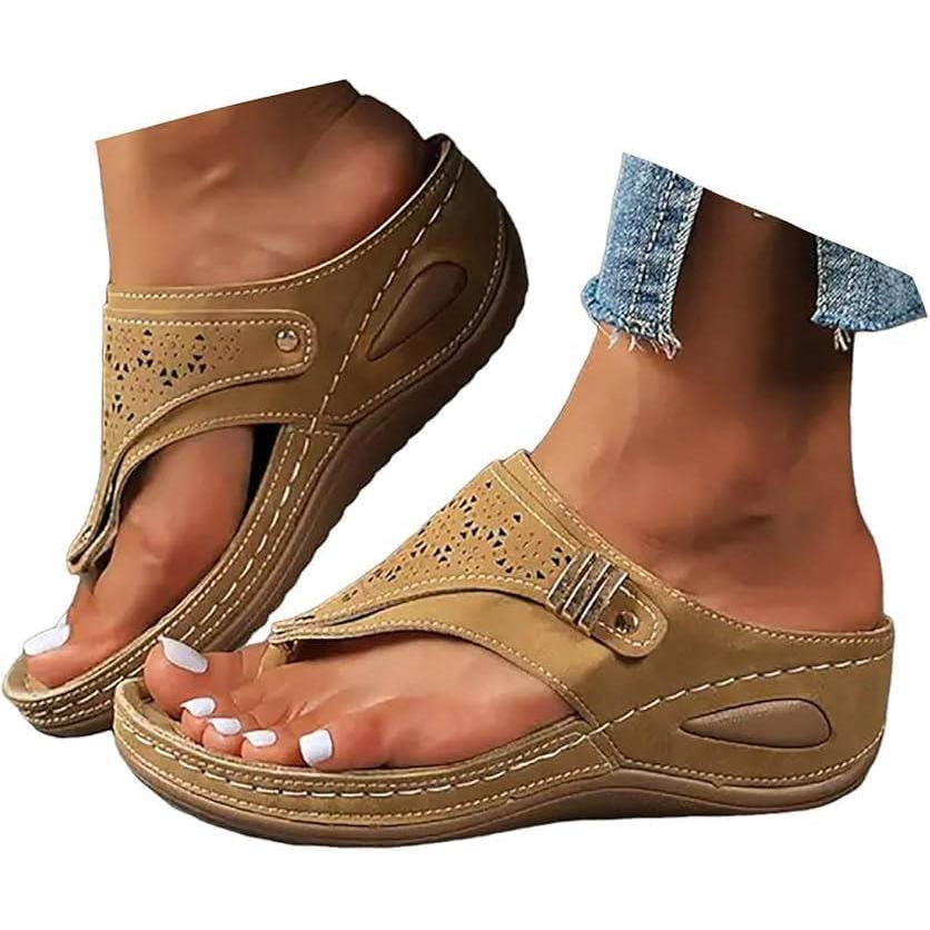 image:imageGnrique Sandales Femme Semelle OrthopDique Femme T Confortable Sandales 2025 CompensEs pour LT Multiples Couleursavec Support PlantaireIdAles pour MarcherB Brun