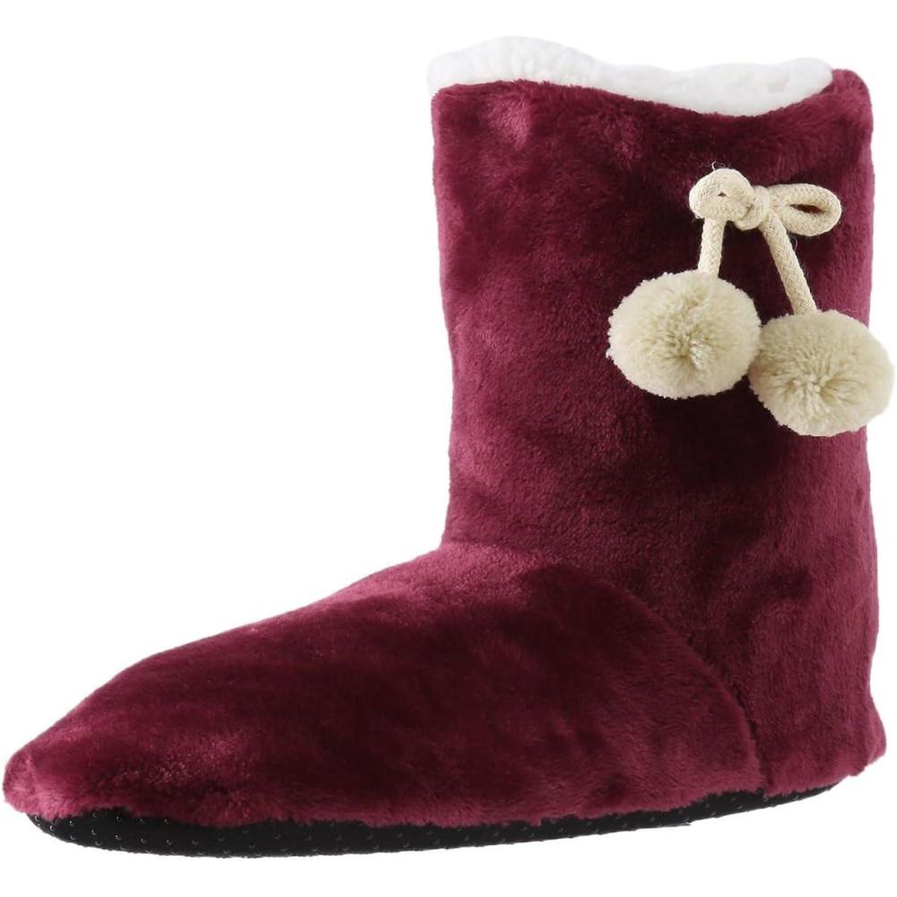image:imagePantoufles pelucheuses unisexes pour femme en mousse mmoire de forme avec doublure en polaire et peluche pour chambre coucher chaussures dintrieur confortables et chaudes avec doublure enRouge