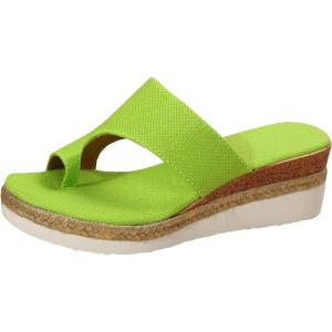 2025 Sandales Hallux Valgus Femme Été Mode Chaussures Orthopediques Pantoufles De Plage Chaussures Compensées Sandale Confortable Bout Ouvert Pantoufles Plateforme Sandale Matériau En Toile(Vert)
