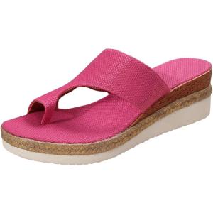 2025 Sandales Hallux Valgus Femme Été Mode Chaussures Orthopediques Pantoufles De Plage Chaussures Compensées Sandale Confortable Bout Ouvert Pantoufles Plateforme Sandale Matériau En Toile(Rose)