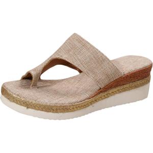 2025 Sandales Hallux Valgus Femme Été Mode Chaussures Orthopediques Pantoufles De Plage Chaussures Compensées Sandale Confortable Bout Ouvert Pantoufles Plateforme Sandale Matériau En Toile(Kaki)
