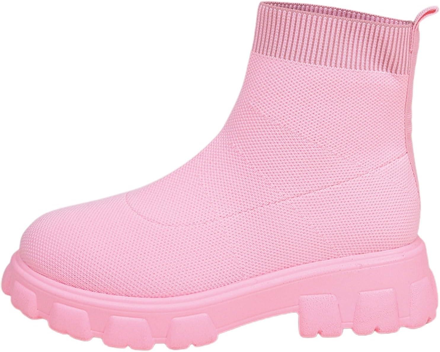 image:imageBottines enfiler mimollet pour femme Talon bas Pour tenue dcontracte tenue de voyage et activits de plein air 65 Rose