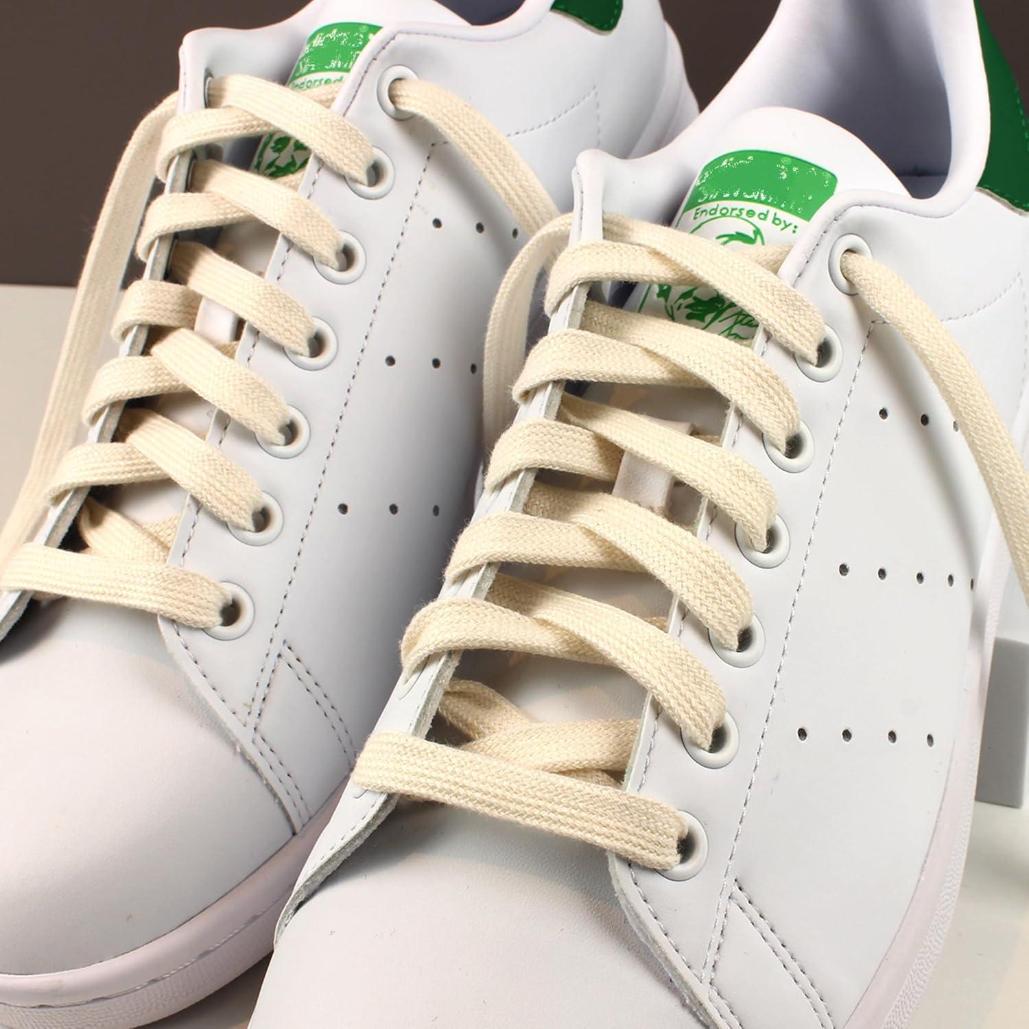image:imageLaceter 2 Paires de Lacets Plats en Coton 8mm pour Baskets Sneakers Chaussures de Sport ou Ville Confortables Solides Rsistants Pour Homme Femme Enfant2 Paires Creme X 2