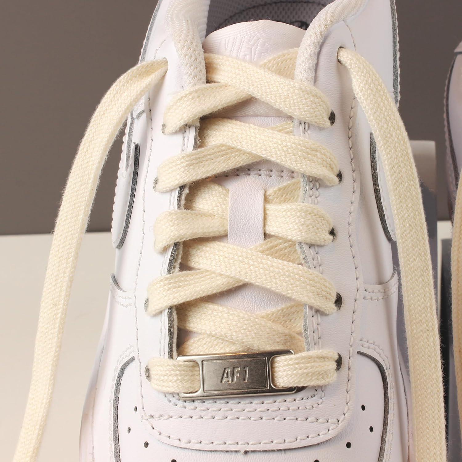 image:imageLaceter 2 Paires de Lacets Plats en Coton 8mm pour Baskets Sneakers Chaussures de Sport ou Ville Confortables Solides Rsistants Pour Homme Femme Enfant2 Paires Creme X 2