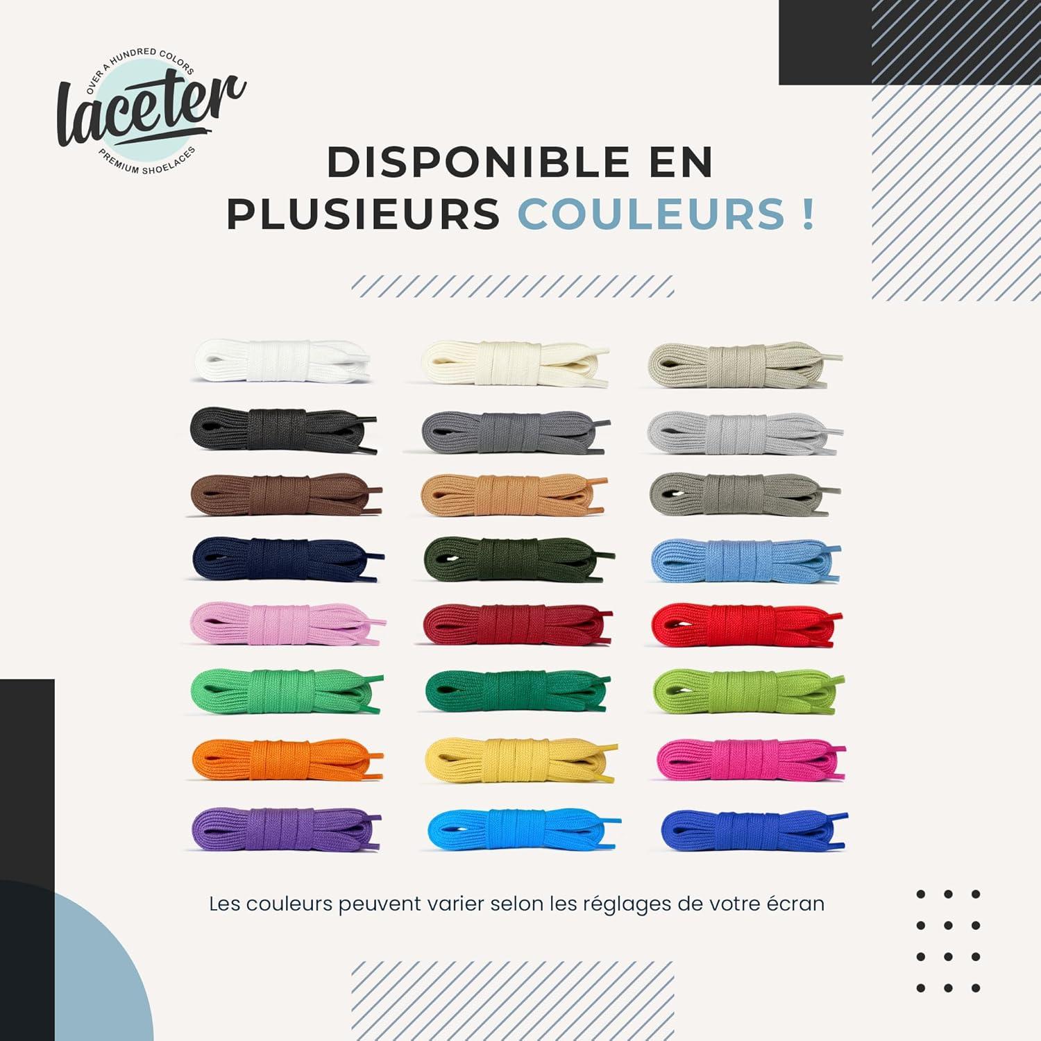 image:imageLaceter 2 Paires de Lacets Plats en Coton 8mm pour Baskets Sneakers Chaussures de Sport ou Ville Confortables Solides Rsistants Pour Homme Femme Enfant2 Paires Creme X 2