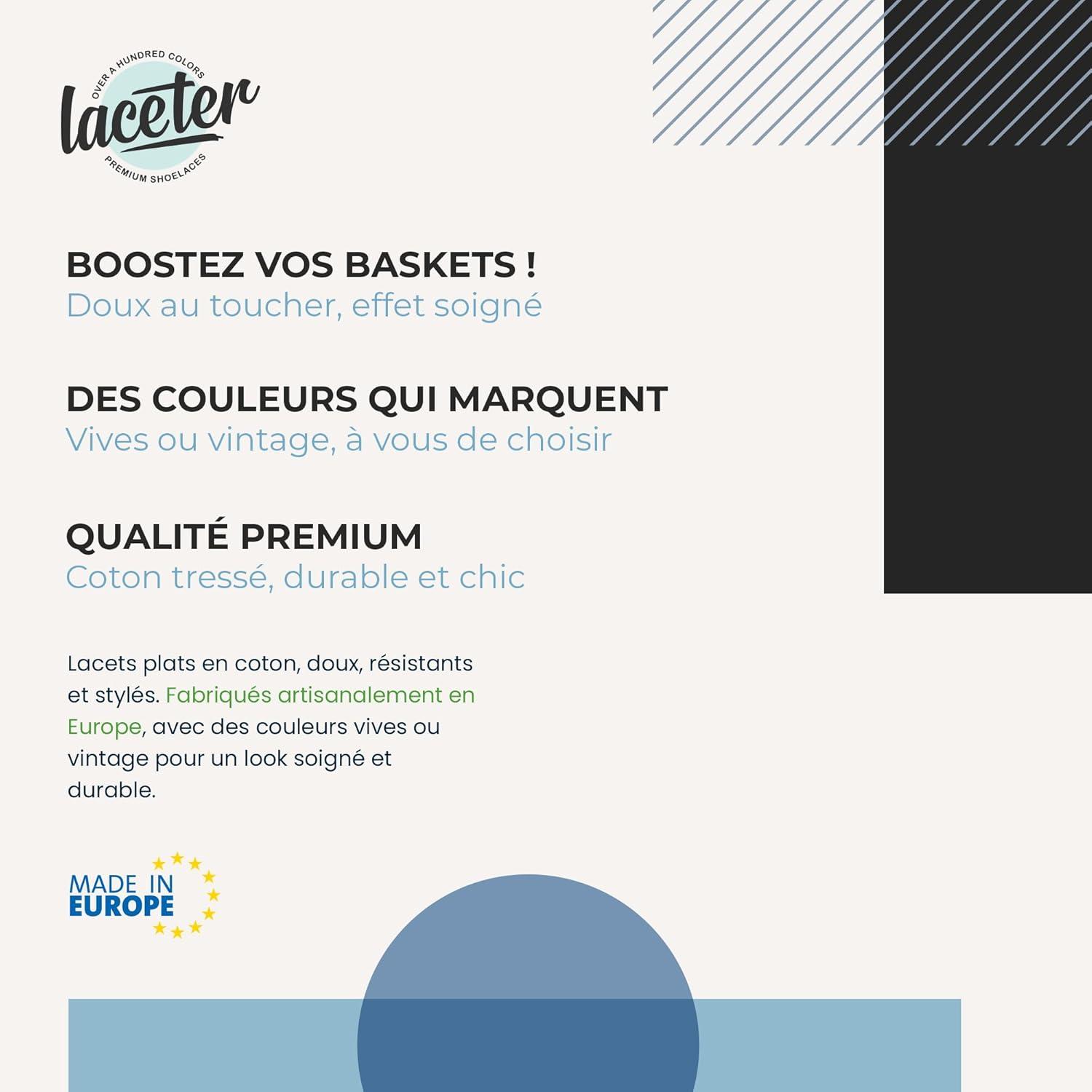 image:imageLaceter 2 Paires de Lacets Plats en Coton 8mm pour Baskets Sneakers Chaussures de Sport ou Ville Confortables Solides Rsistants Pour Homme Femme Enfant2 Paires Creme X 2