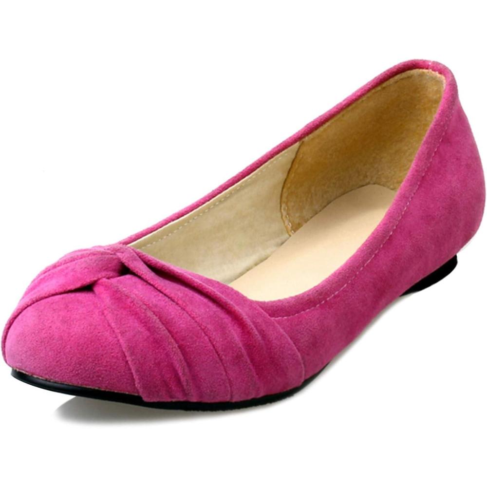 image:imageBallerines Plates pour Femme Chaussures Solid avec Bowknot Chaussures Enfiler Bout Rond Taille 3254Rouge Fs