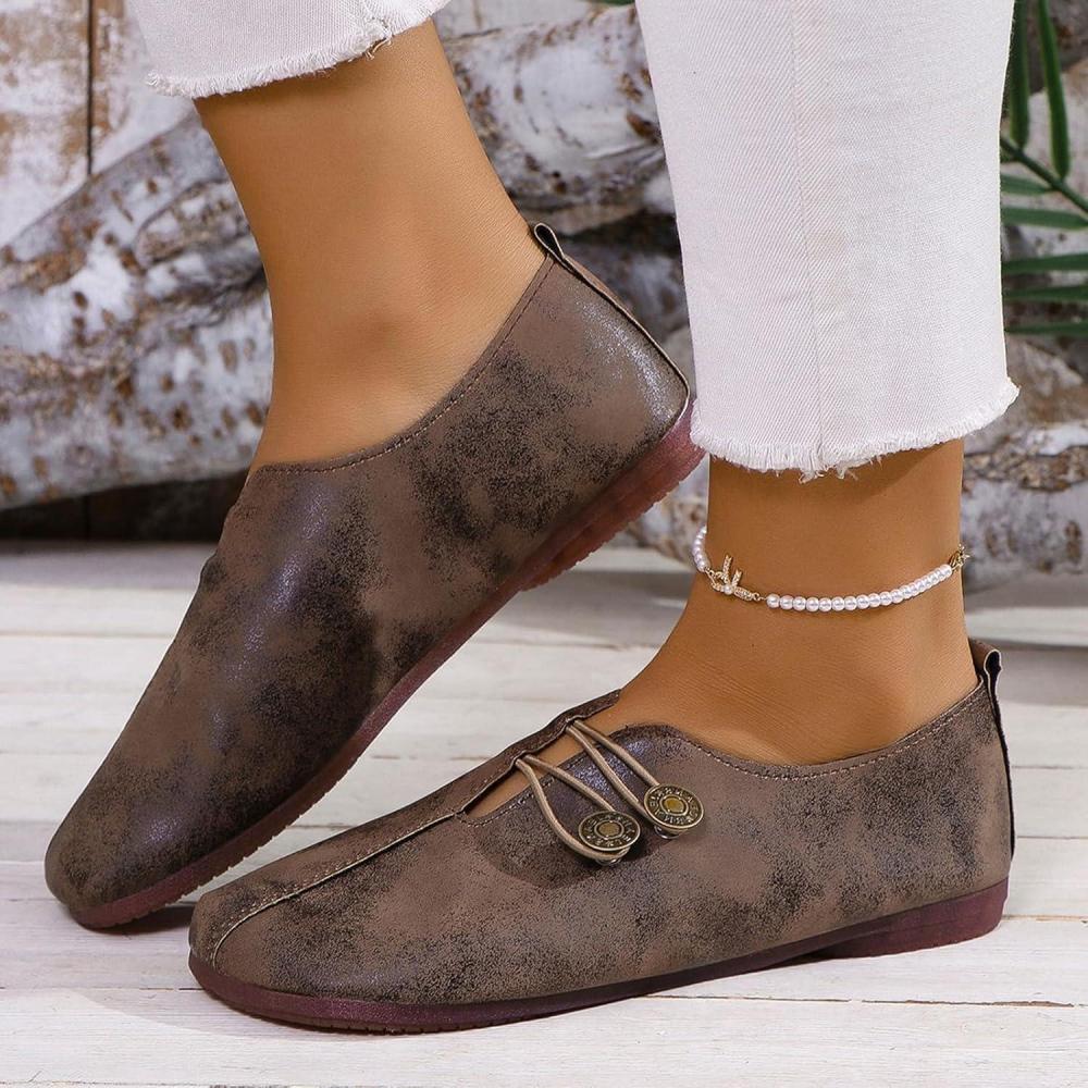image:imageBallerines plates confortables  bout rond pour femmeMarron