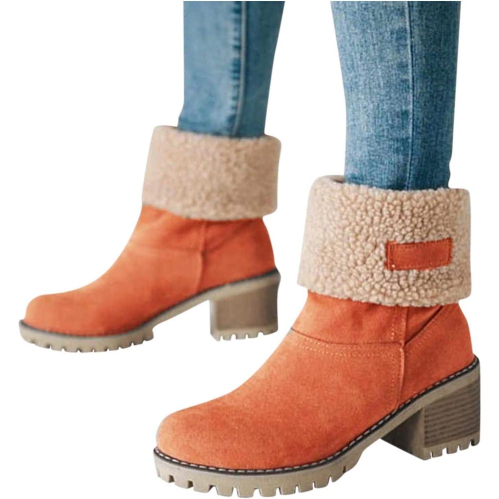 image:imageBottes dhiver pour femmes bottes de neige chaudes bottines chaudes bottes de cheville chaussures femme mimollet bottes en daim bottes hautes femmes mollet largeOrange