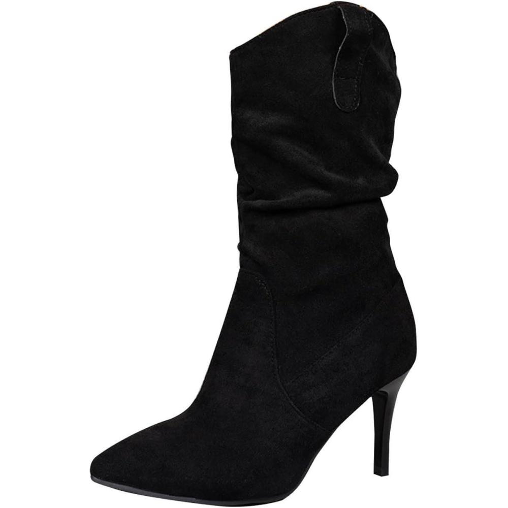 image:imageBottines Femme Talons Aiguilles Botte Haute Femme Sexy Bottines Cuir Confortables Vintage Cowboy La Cheville Chelsea Bottes Tendance Bottes mode hiver 2025 Vintage Lgre ChaussuresNoir