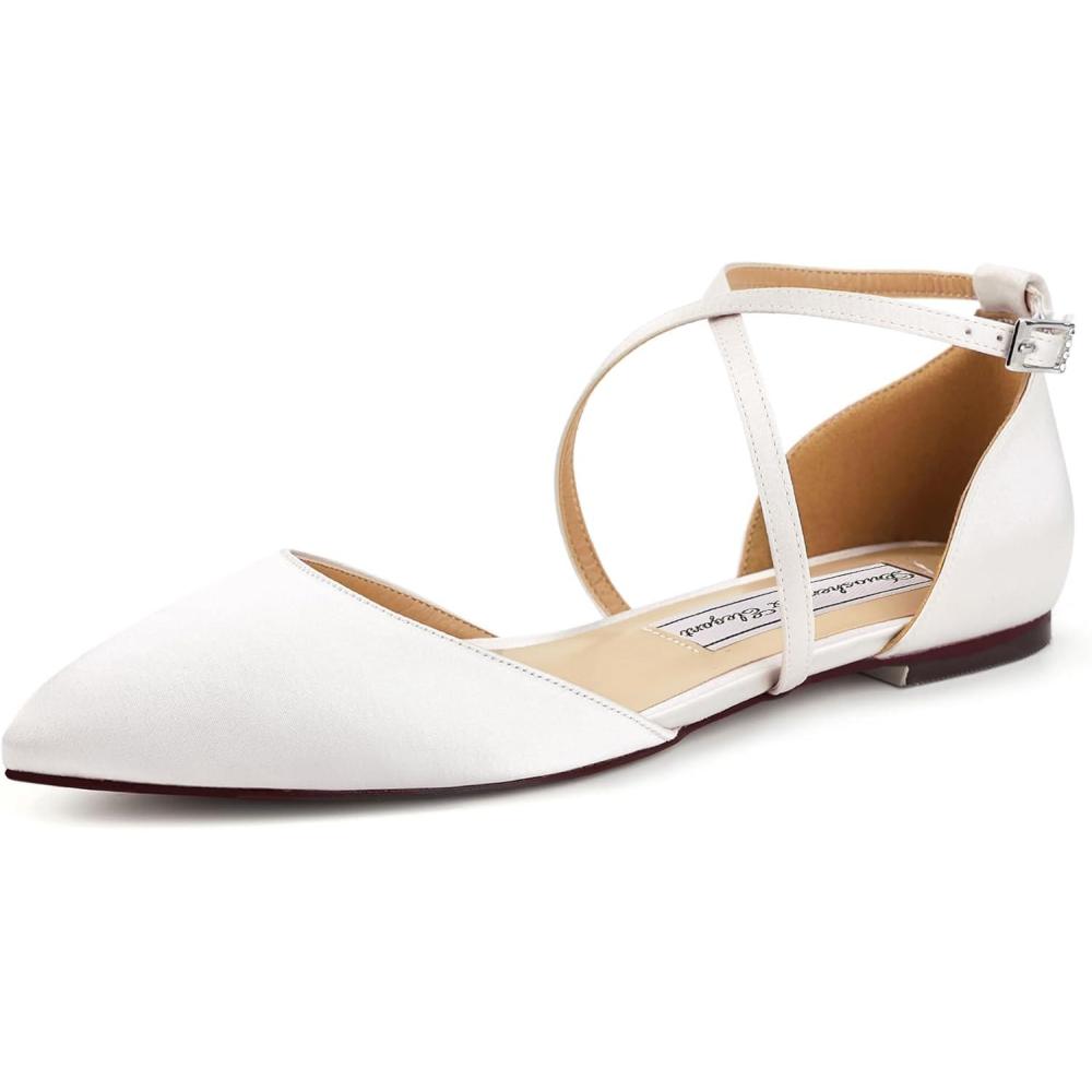 image:imageDuosheng ampamp Elegant FC2322 Plaine Satin Robe de marie soire Chaussures de marie Chaussures de marieIvoire